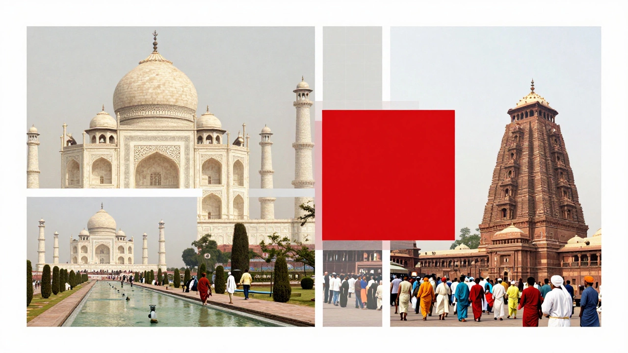 Collage of legally free Indian images from public domain and Creative Commons sources.