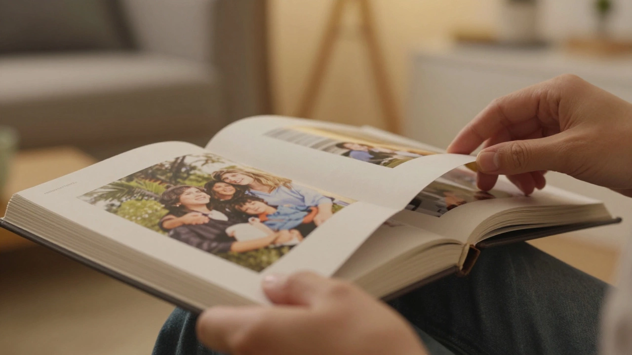 Hands turning pages of a high-quality archival photo book