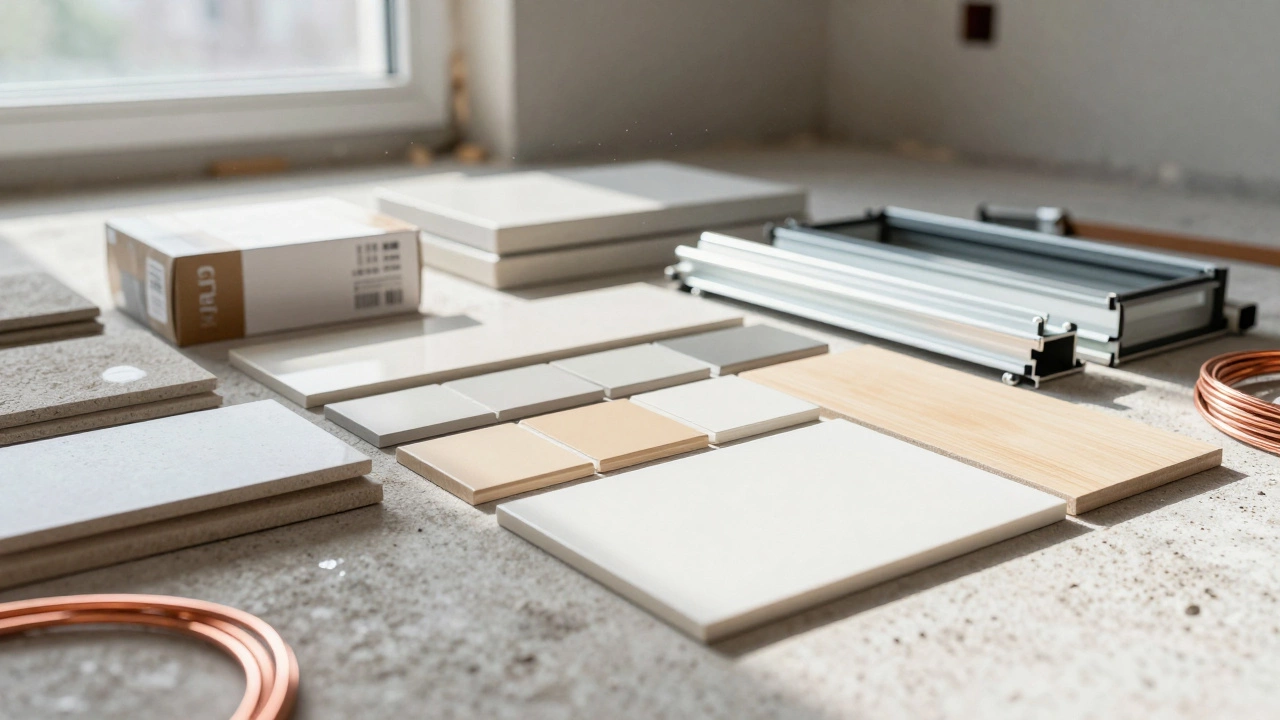 Building materials like tiles and wires for home finishing