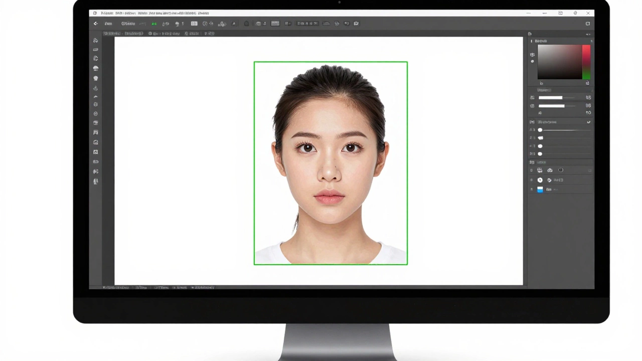 Digital photo editing interface checking head size