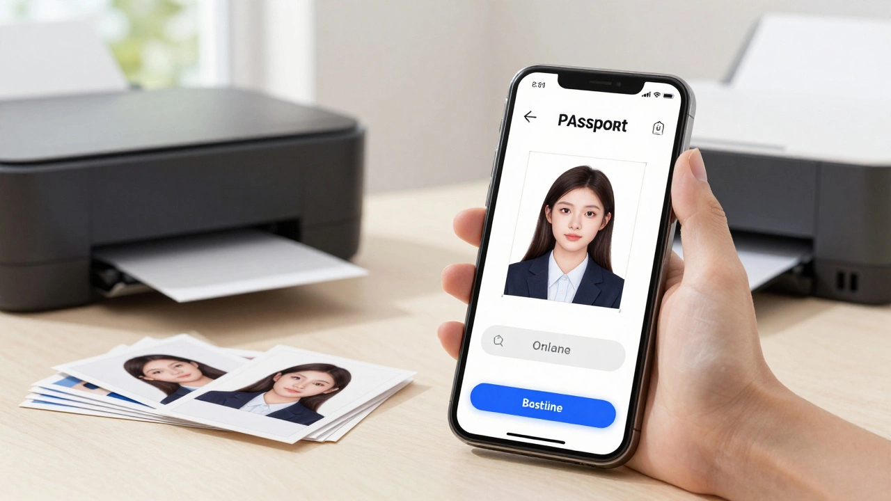 Smartphone using AI to create compliant passport photos for home printing