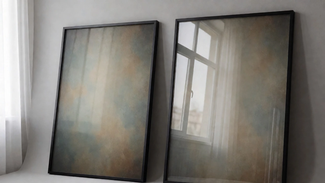 Side-by-side comparison of matte and glossy framed posters